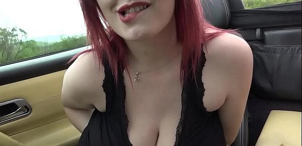  Busty Legend Alexsis Faye drives topless in her convertible